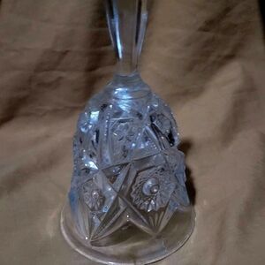 Vintage 7" Lead Crystal Glass Bell w/ Clapper & Etched Flower Design